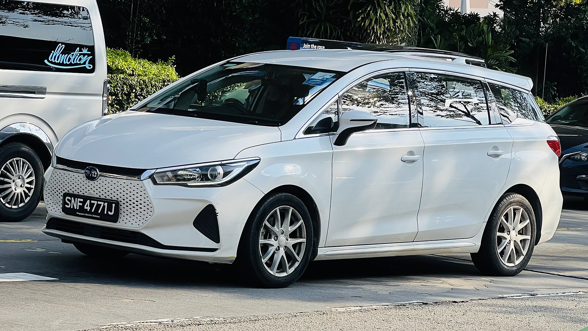 A BYD e6 electric car, the kind of vehicle made by Chinese automaker BYD.
