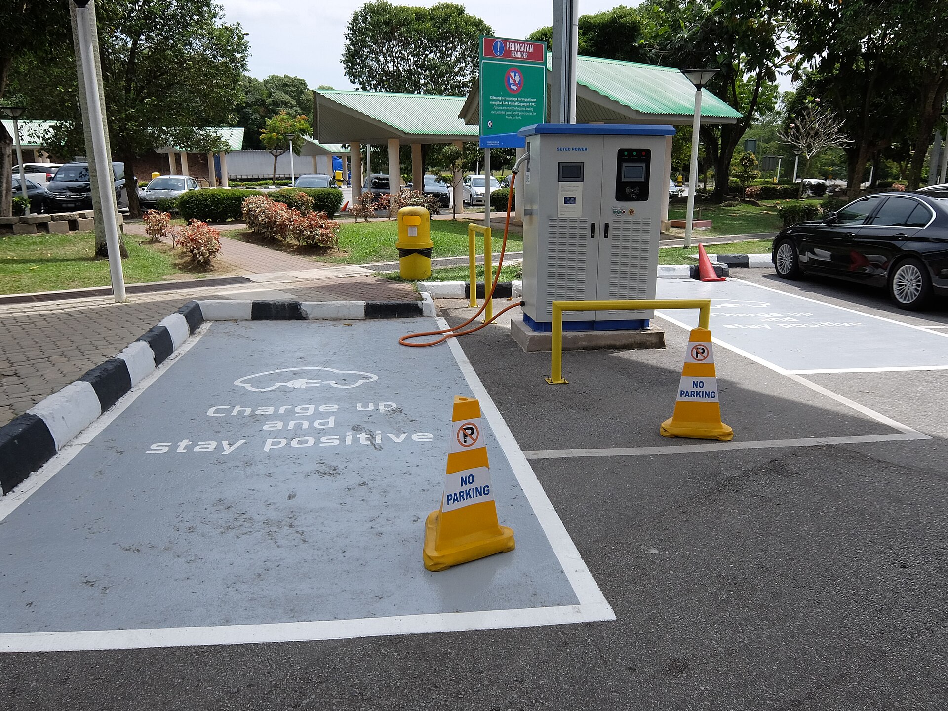 An EV charging installation — the kind of grid-backed infrastructure Malaysia's new storage pact is meant to scale.
