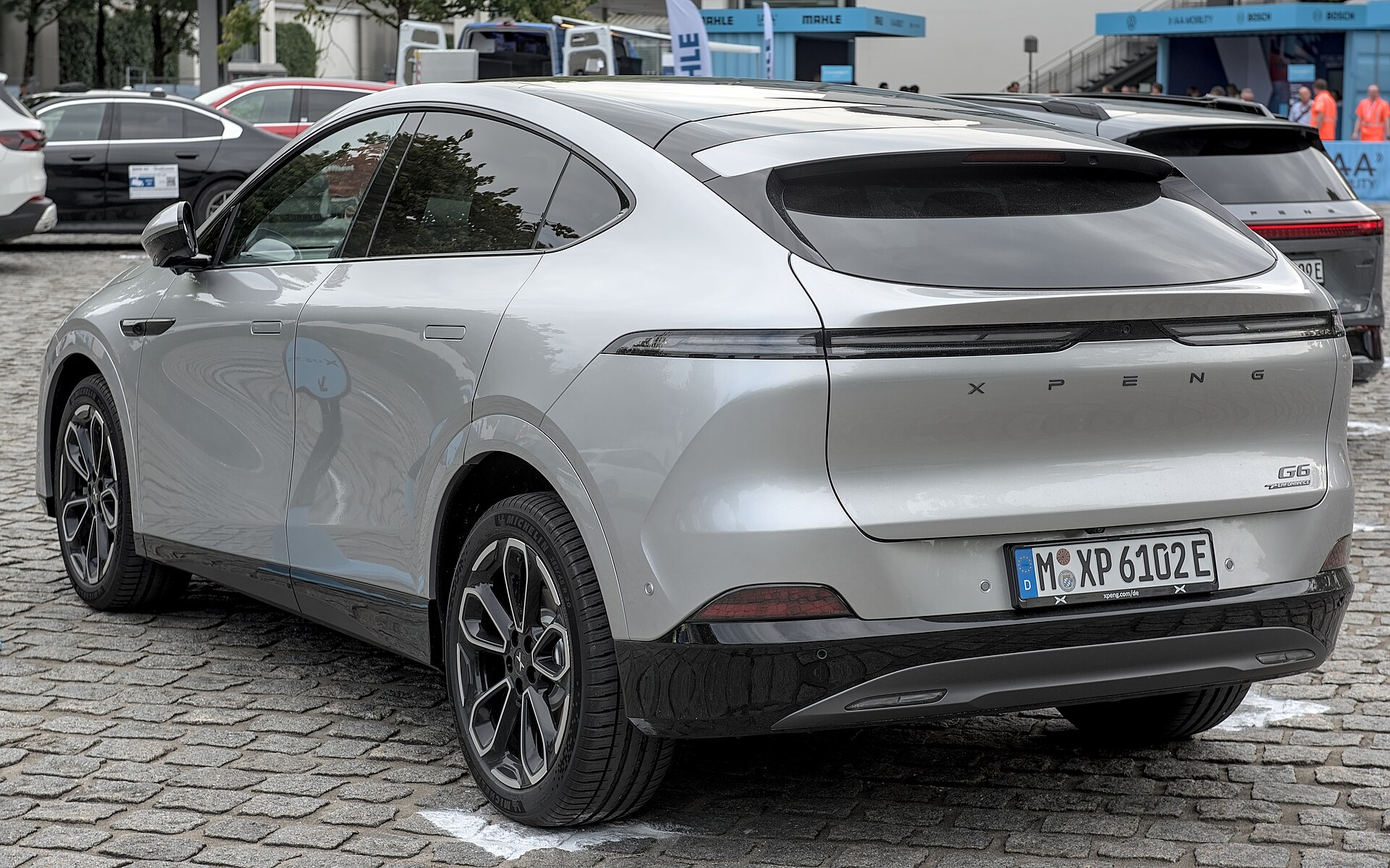 An XPeng G6 electric SUV from the Chinese automaker XPENG on display at the IAA 2025 show.