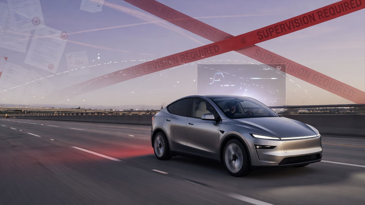 AI-generated editorial illustration for Tesla FSD Post Claims Hands-Free Driving but Proof Stays Absent