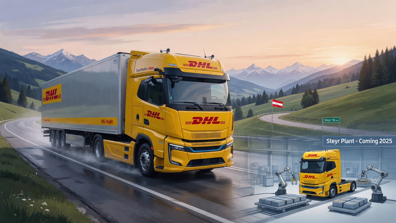 AI-generated editorial illustration for DHL puts SuperPanther's eTopas 600 to work on Austrian roads