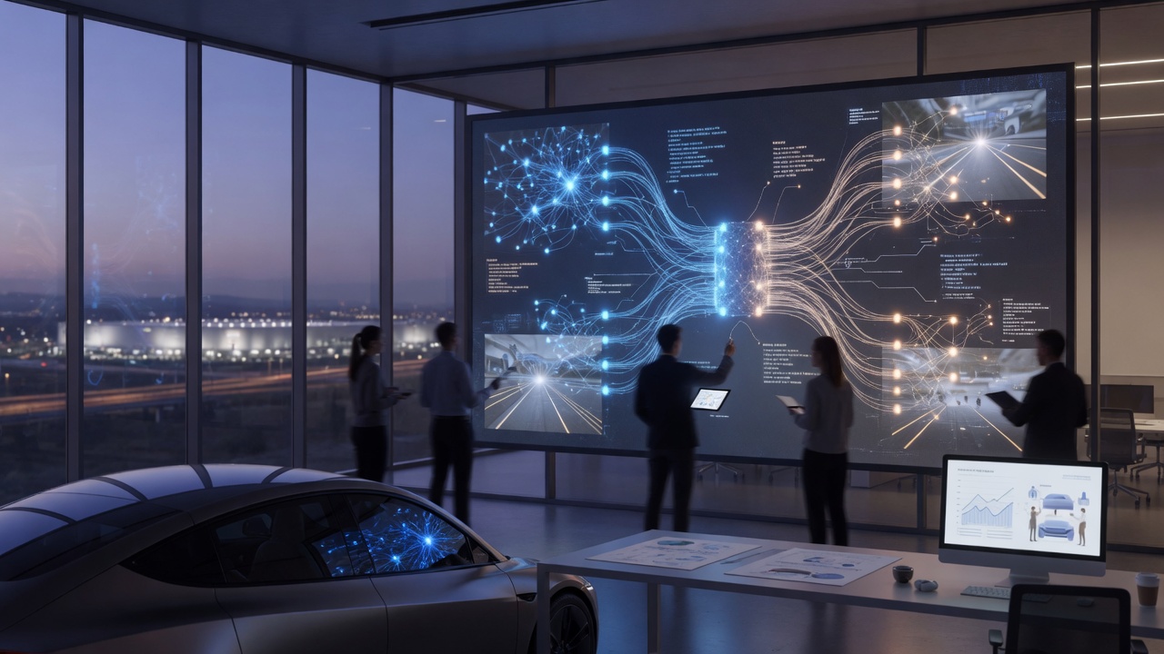 AI-generated editorial illustration for Tesla issues AI hiring call with few project details