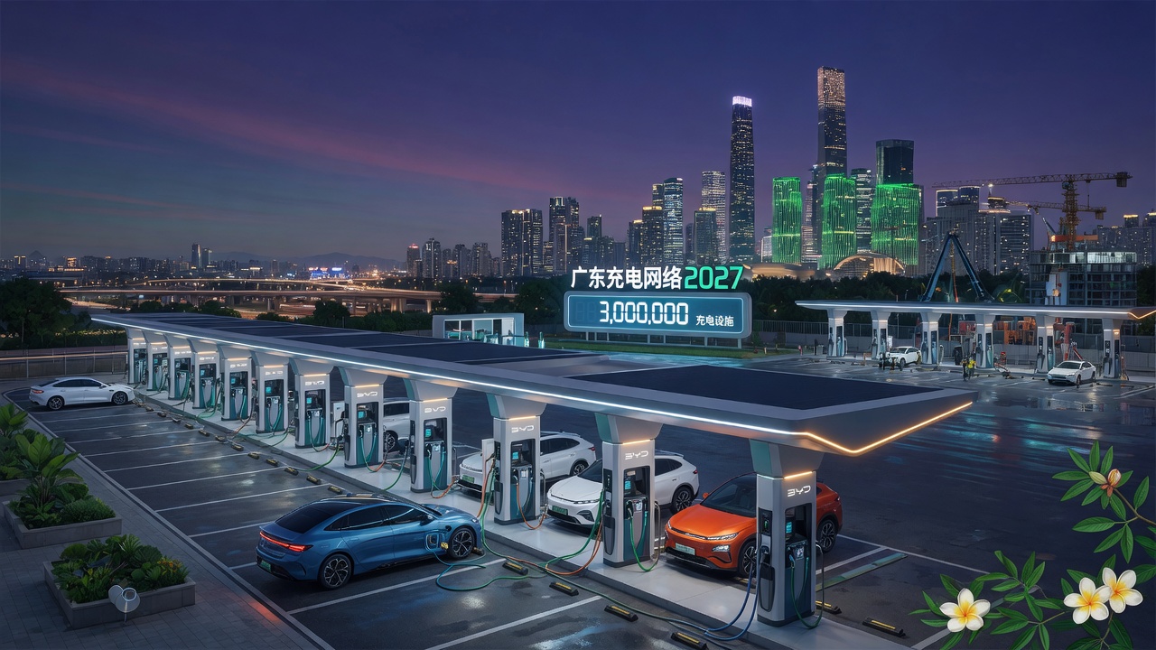 AI-generated editorial illustration for Guangdong Sets Three Million Charger Target by 2027