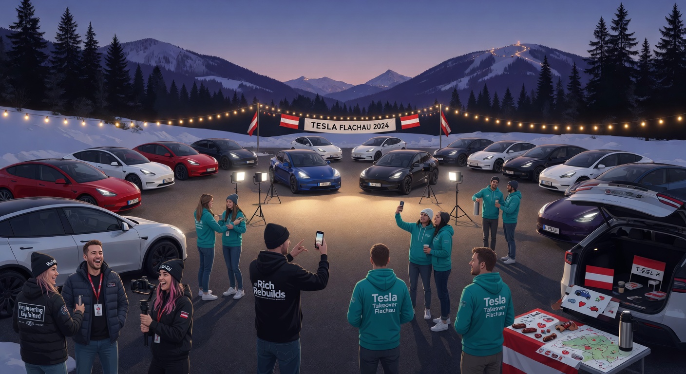 AI-generated editorial illustration for Tesla Take Over 2024 in Flachau: A Fan Recap, Not a News Beat